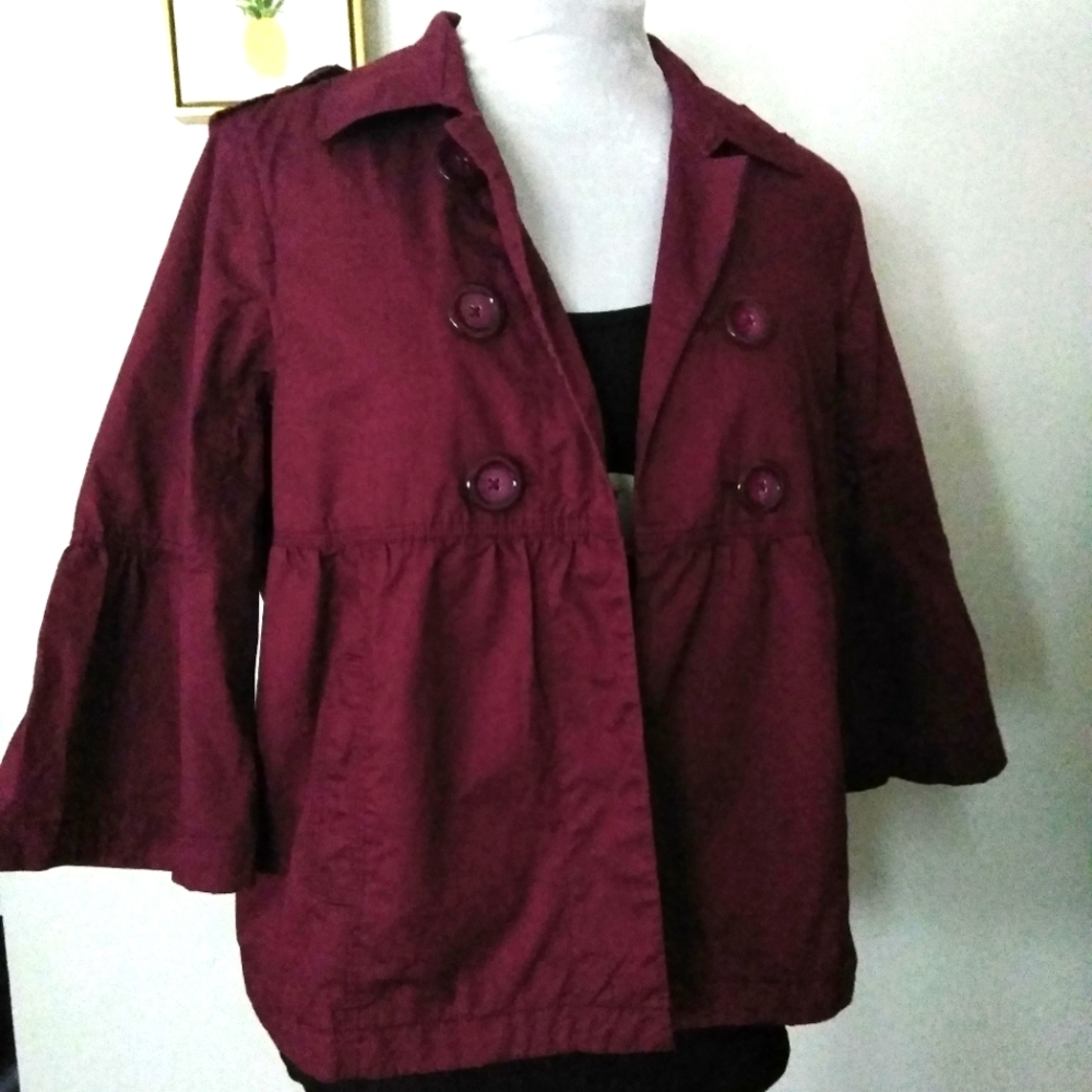 Blazer Girls Large Mixt burgundy excellent condition Buttons 3/4 Sleeves
